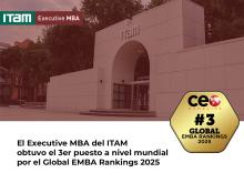 El Executive MBA del ITAM obtuvo el 3er puesto a nivel mundial por el Global EMBA Rankings 2025 de CEO Magazine El Executive MBA del ITAM obtuvo el 3er puesto a nivel mundial por el Global EMBA Rankings 2025 de CEO Magazine